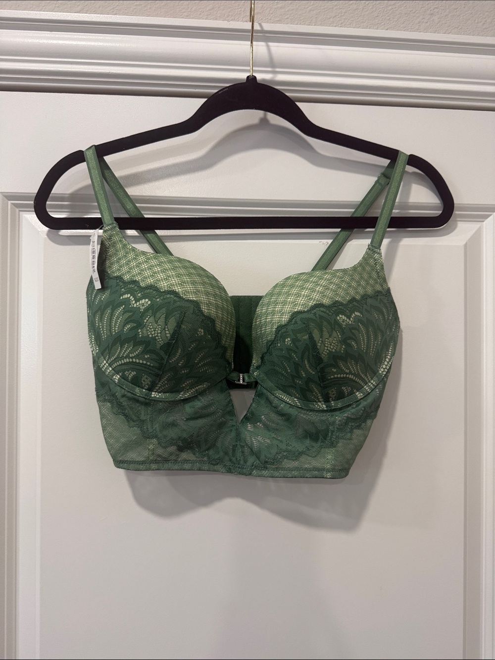 Adore Me Green Lace Longline Bra 34DDD NWT (sister size of 36DD)